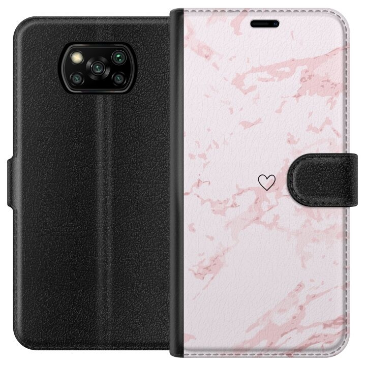 Lommeboketui til Xiaomi Poco X3 NFC med Rosa Hjerte motiv i gruppen SMARTTELEFON & NETTBRETT / Mobilbeskyttelse / Xiaomi hos TP E-commerce Nordic AB (A65380)