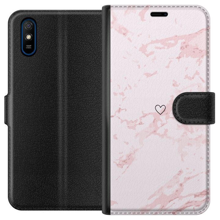 Lommeboketui til Xiaomi Redmi 9A med Rosa Hjerte motiv i gruppen SMARTTELEFON & NETTBRETT / Mobilbeskyttelse / Xiaomi hos TP E-commerce Nordic AB (A65704)