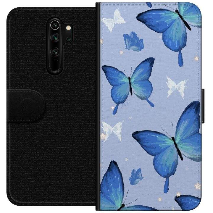 Lommeboketui til Xiaomi Redmi Note 8 Pro med Blå sommerfugler motiv i gruppen SMARTTELEFON & NETTBRETT / Mobilbeskyttelse / Xiaomi hos TP E-commerce Nordic AB (A66507)