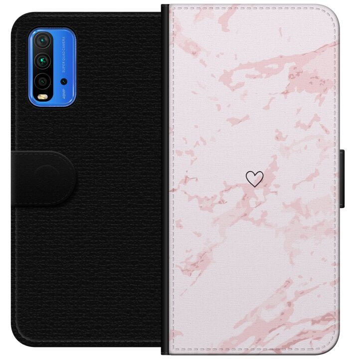 Lommeboketui til Xiaomi Redmi Note 9 4G med Rosa Hjerte motiv i gruppen SMARTTELEFON & NETTBRETT / Mobilbeskyttelse / Xiaomi hos TP E-commerce Nordic AB (A66622)