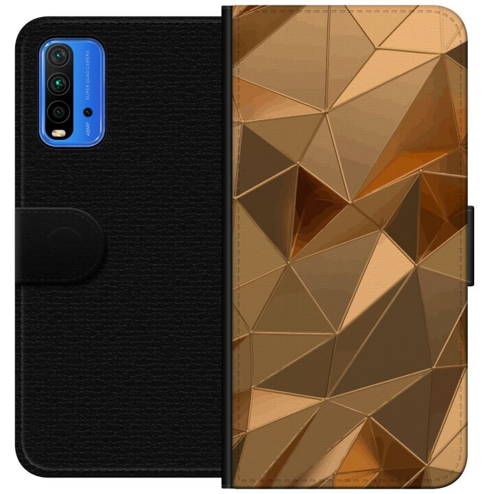 Lommeboketui til Xiaomi Redmi Note 9 4G med 3D Gull motiv i gruppen SMARTTELEFON & NETTBRETT / Mobilbeskyttelse / Xiaomi hos TP E-commerce Nordic AB (A66623)