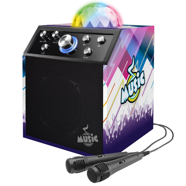 Karaoke BT Disco Cube w/2 Mics i gruppen LEKER, BARN OG BABY / Musikk, sang og bilde / Musikktilbehør hos TP E-commerce Nordic AB (C04659)