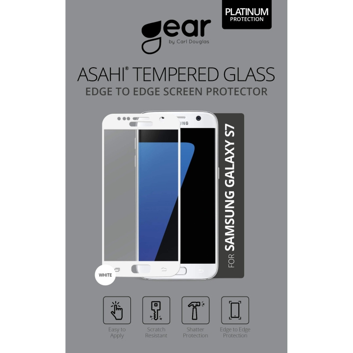 Gear Herdet Glass 3D Full Cover Hvit Samsung S7 i gruppen SMARTTELEFON & NETTBRETT / Mobilbeskyttelse / Samsung hos TP E-commerce Nordic AB (C12366)