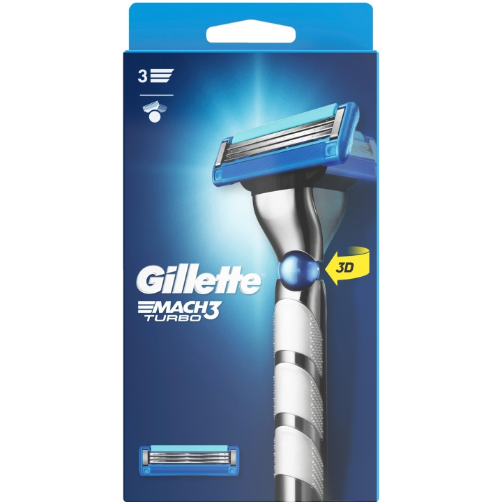 Gillette Rakhyvel Mach3 Turbo 3D 2st rakblad i gruppen HELSE OG SKJØNNHET / Hår & styling / Barbering og trimming / Barberhøvler og tilbehør hos TP E-commerce Nordic AB (C13149)