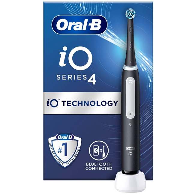 Oral B Eltandborste iO4 Matt Black Wi i gruppen HELSE OG SKJØNNHET / Munnpleie / Elektriske tannbørster hos TP E-commerce Nordic AB (C14143)