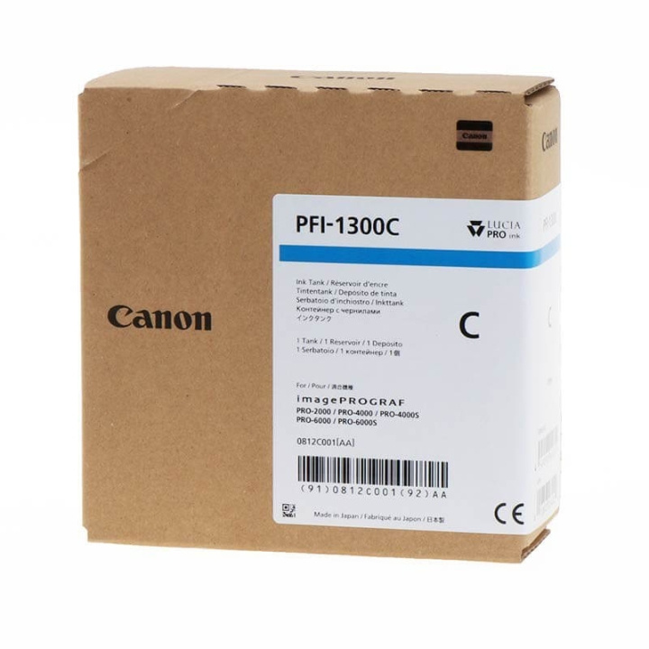 Canon Blekk 0812C001 PFI-1300 Cyan i gruppen Datautstyr / Skrivere og tilbehør / Blekk og toner / Blekkpatroner / Canon hos TP E-commerce Nordic AB (C15914)