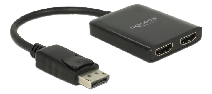 Delock DisplayPort 1.2 Splitter 1 x DisplayPort in > 2 x HDMI out 4K 30 Hz, svart i gruppen Datautstyr / Kabler og adaptere / DisplayPort / Adaptere hos TP E-commerce Nordic AB (C17693)