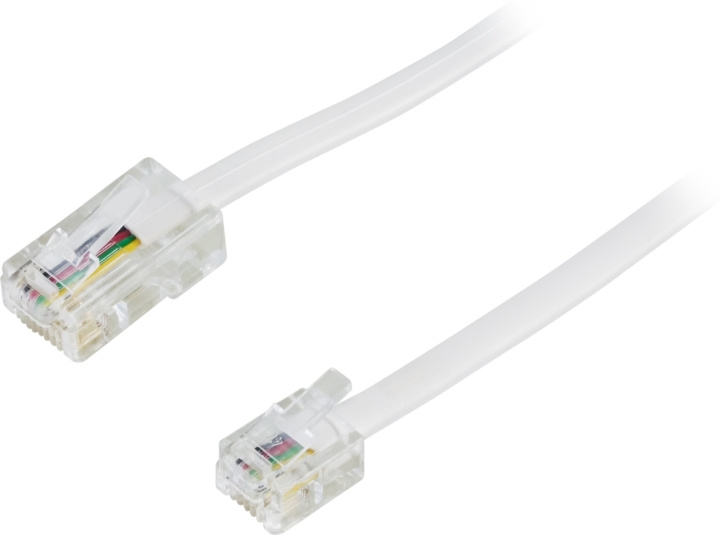 DELTACO modulkabel, 8P4C(RJ45) til 6P4C(RJ11),2m,hvit i gruppen Elektronikk / Kabler og adaptere / Telefonkabler & adaptere hos TP E-commerce Nordic AB (C17753)