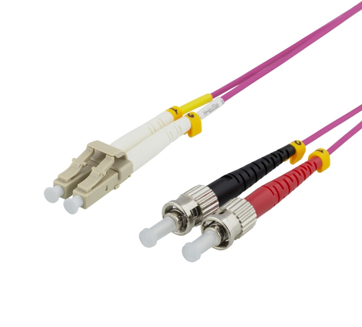 DELTACO Fiber cable, 3m, LC-ST Duplex, 50/125, pink i gruppen Datautstyr / Kabler og adaptere / Nettverk / Fiberkabler hos TP E-commerce Nordic AB (C17953)