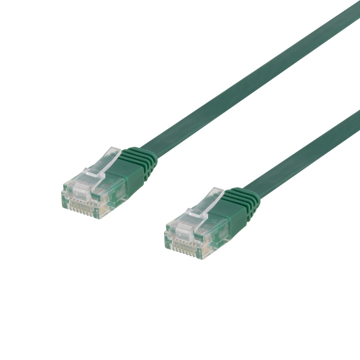 DELTACO U/UTP Cat6 patch cable, flat, 0.3m, 250MHz, green i gruppen Datautstyr / Kabler og adaptere / Nettverk / Cat6 hos TP E-commerce Nordic AB (C18142)