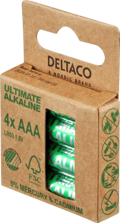 DELTACO Ultimate Alkaline AAA-batteri, 4-pack i gruppen Elektronikk / Batterier & Ladere / Batterier / AAA hos TP E-commerce Nordic AB (C18278)