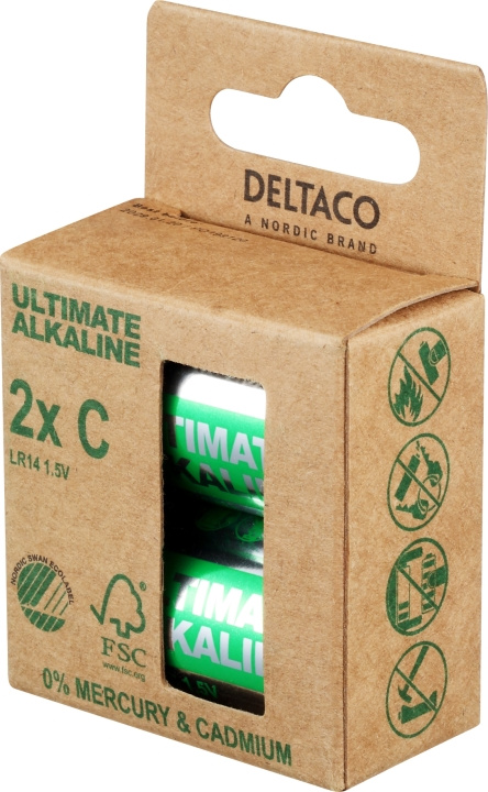 DELTACO Ultimate Alkaline C-batteri, 2-pakning i gruppen Elektronikk / Batterier & Ladere / Batterier / Andre hos TP E-commerce Nordic AB (C18279)