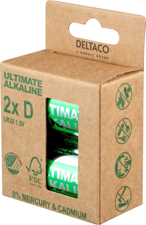 DELTACO Ultimate Alkaline D-batteri, 2-pack i gruppen Elektronikk / Batterier & Ladere / Batterier / Andre hos TP E-commerce Nordic AB (C18280)