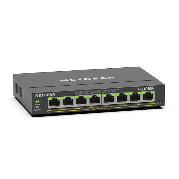 Netgear 8PT GE PLUS SWCH W/ POE+ i gruppen Datautstyr / Nettverk / Switcher / 10/100/1000Mbps hos TP E-commerce Nordic AB (C19398)