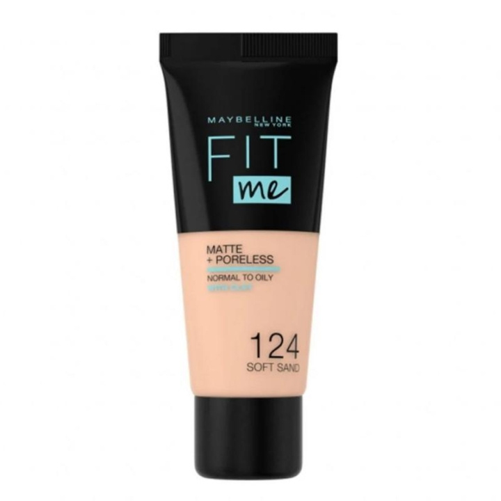 Maybelline Fit Me Matte + Poreless Foundation - 124 Soft Sand i gruppen HELSE OG SKJØNNHET / Makeup / Makeup ansikt / Foundation hos TP E-commerce Nordic AB (C22854)