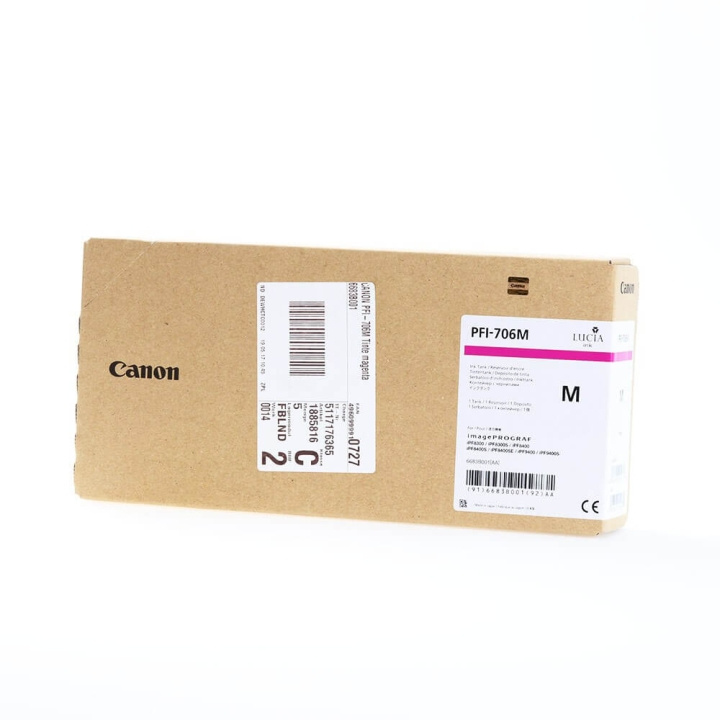 Canon Blekk 6683B001 PFI-706 Magenta i gruppen Datautstyr / Skrivere og tilbehør / Blekk og toner / Toner / Canon hos TP E-commerce Nordic AB (C26363)