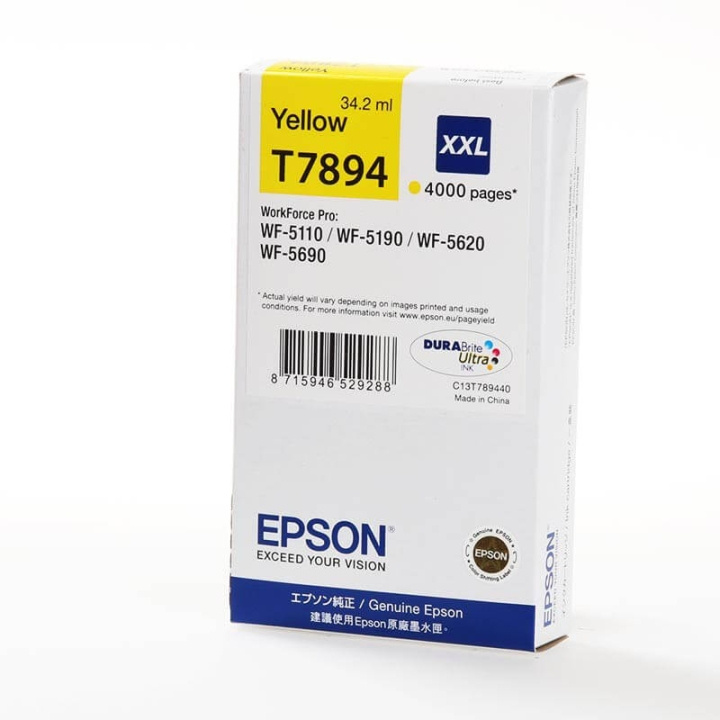 Epson Blekk C13T789440 T7894 XXL Gul i gruppen Datautstyr / Skrivere og tilbehør / Blekk og toner / Blekkpatroner / Epson hos TP E-commerce Nordic AB (C26868)