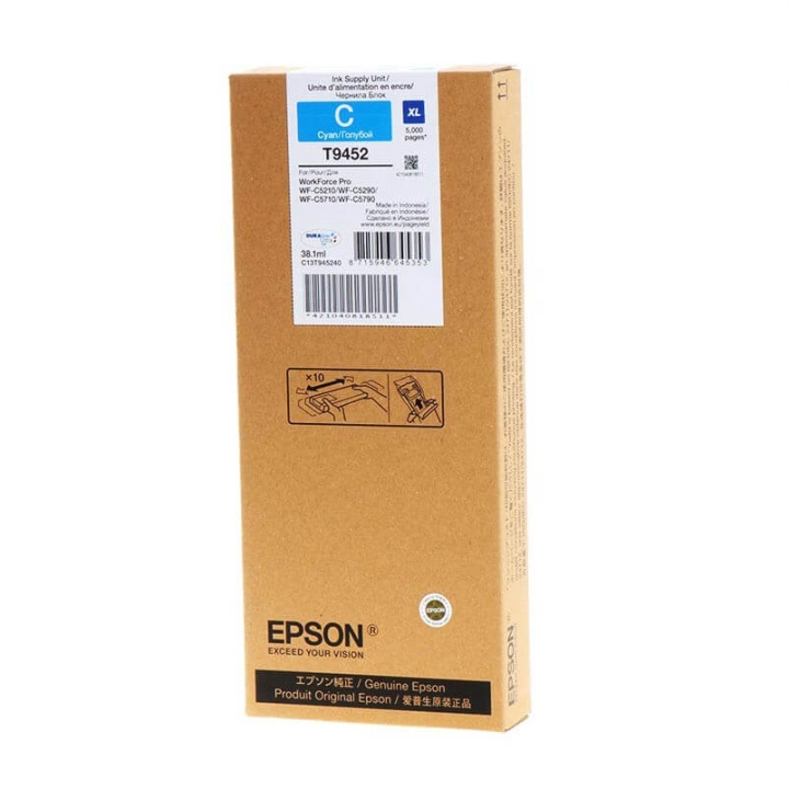 EPSON Blekk C13T945240 T9452 XL Cyan i gruppen Datautstyr / Skrivere og tilbehør / Blekk og toner / Blekkpatroner / Epson hos TP E-commerce Nordic AB (C26885)