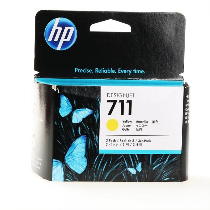 HP Blekk CZ136A 711 Gul 3-pack i gruppen Datautstyr / Skrivere og tilbehør / Blekk og toner / Toner / HP hos TP E-commerce Nordic AB (C26975)