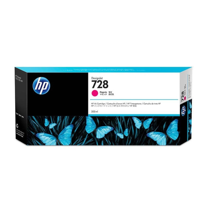 HP Blekk F9K16A 728 Magenta 300ml i gruppen Datautstyr / Skrivere og tilbehør / Blekk og toner / Toner / HP hos TP E-commerce Nordic AB (C27005)