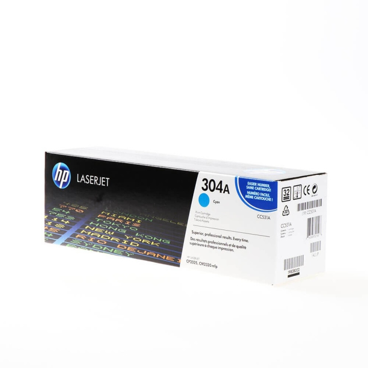 HP Toner CC531A 304A Cyan i gruppen Datautstyr / Skrivere og tilbehør / Blekk og toner / Toner / HP hos TP E-commerce Nordic AB (C27096)