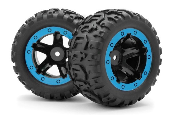 BLACKZON Slyder MT Wheels/Tires Assembled (Black/Blue) i gruppen LEKER, BARN OG BABY / Radiostyrt / Reservedeler & Ekstra tilbehør / Blackzon hos TP E-commerce Nordic AB (C30772)