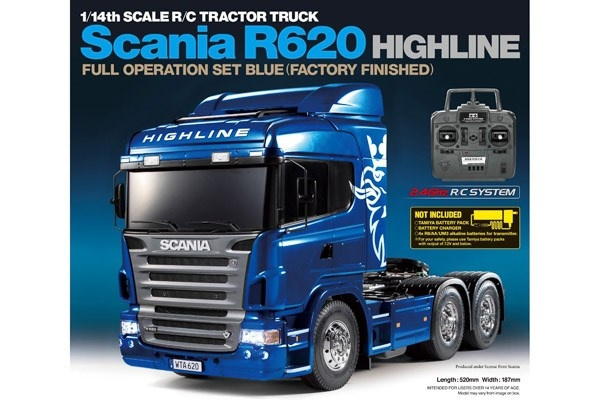 TAMIYA 1:14 R/C Full Option - Scania R620 Blue i gruppen LEKER, BARN OG BABY / Radiostyrt / Radiostyrte biler hos TP E-commerce Nordic AB (C31526)