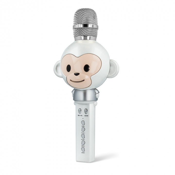 Maxlife Animal MX-100 - Bluetooth Karaoke-mikrofon med inbyggd högtalare, Vit i gruppen Elektronikk / Lyd & Bilde / Håndholdte mikrofoner hos TP E-commerce Nordic AB (C33685)