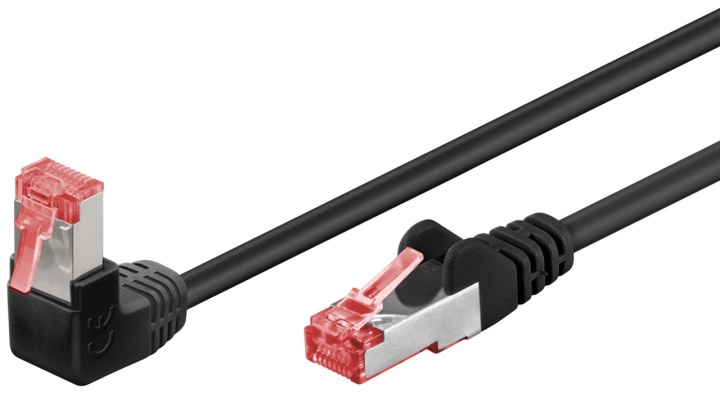 Goobay Patchkabel CAT 6, 1x 90° vinklad, S/FTP (PiMF), svart, 5 m kopparledare (CU), halogenfri kabelhölje (LSZH), snäpplås på toppen i gruppen Datautstyr / Kabler og adaptere / Nettverk / Cat6 hos TP E-commerce Nordic AB (C39027)