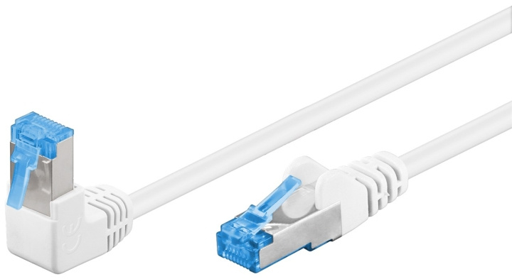 Goobay Kretskabel CAT 6A, 1x 90° vinklet, S/FTP (PiMF), hvit, 5 m kobberleder (CU), halogenfri kabelmantel (LSZH), snaplås på toppen i gruppen Datautstyr / Kabler og adaptere / Nettverk / Cat6 hos TP E-commerce Nordic AB (C39048)