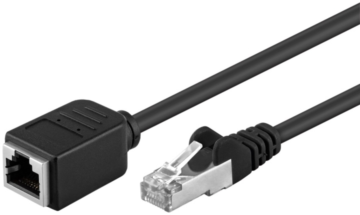 Goobay CAT 5e förlängningskabel, F/UTP, svart kopparledare (CU), RJ45-kontakt (8P8C) > RJ45-kontakt (8P8C) i gruppen Datautstyr / Kabler og adaptere / Nettverk / Cat5e hos TP E-commerce Nordic AB (C39417)