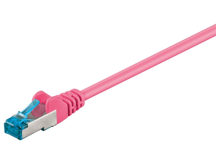 Goobay Patchkabel CAT 6A, S/FTP (PiMF), magenta, 10 m opparledare (CU), halogenfri kabelhölje (LSZH) i gruppen Datautstyr / Kabler og adaptere / Nettverk / Cat6 hos TP E-commerce Nordic AB (C39707)