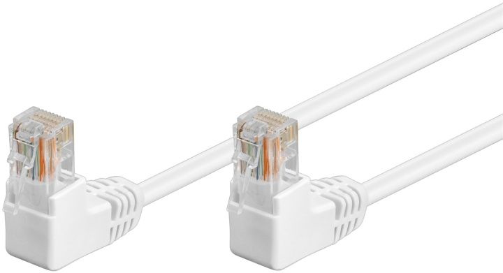 Goobay Kretskabel CAT 5e, 2x 90° vinklet, U/UTP, hvit, 5 m kobberbelagt aluminiumtråd (CCA), 2x RJ45-plugg 90° (8P8C) i gruppen Datautstyr / Kabler og adaptere / Nettverk / Cat5e hos TP E-commerce Nordic AB (C40007)