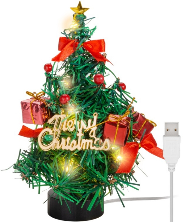 Goobay LED mini julgran med juldekoration, 15 mikro-LED i varmvitt (2700 K) och 75 cm USB-kabel, höjd ca 22 cm i gruppen Elektronikk / Lys / Julebelysning hos TP E-commerce Nordic AB (C40161)