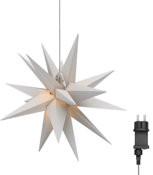 Goobay LED-julstjärna 3D, Ø 56 cm, 4,5 V utomhustransformator med timer och 18 spetsar, varmvitt (3000 K), av väderbeständig plast (IP44), kabel 9,5 m i gruppen Elektronikk / Lys / Julebelysning hos TP E-commerce Nordic AB (C40232)