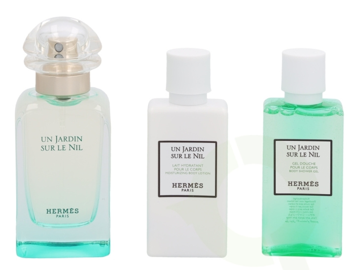 Hermes Un Jardin Sur Le Nil Giftset 130 ml Edt Spray 50ml/Body Lotion 40ml/Shower Gel 40ml i gruppen HELSE OG SKJØNNHET / Gavesett / Gavesett for henne hos TP E-commerce Nordic AB (C42483)