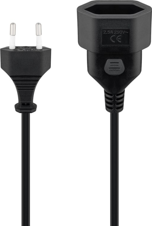 Goobay Förlängningskabel Europlug, 2 m, svart Europlug (typ C, CEE 7/16) > Europeiskt uttag i gruppen HJEM, HUS OG HAGE / El og belysning / Skjøteledninger hos TP E-commerce Nordic AB (C44116)