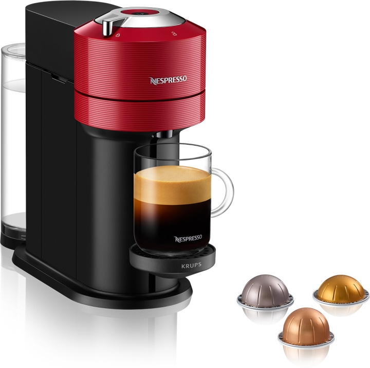 Krups Nespresso Vertuo Next Kapselmaskin, Röd/Svart i gruppen HJEM, HUS OG HAGE / Husholdningsapparater / Kaffe og espresso / Kaffetraktere hos TP E-commerce Nordic AB (C44510)