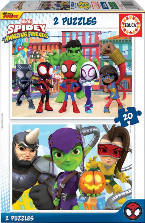 Educa Spidey & His Amazing Friends-pussel, 2x20 bitar i gruppen LEKER, BARN OG BABY / Leker / Barnas puslespill hos TP E-commerce Nordic AB (C46900)