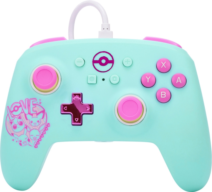 PowerA Enhanced Wired Controller, Pokémon: Sweet Friends, Switch i gruppen Elektronikk / TV-spill & tilbehør / Nintendo Switch / Tilbehør hos TP E-commerce Nordic AB (C47308)