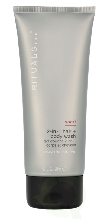 Rituals Sport 2-1 Hair + Body Wash 200 ml Activated Charcoal + Mint i gruppen HELSE OG SKJØNNHET / Hudpleie / Kroppspleie / Bad- og dusjkrem hos TP E-commerce Nordic AB (C47601)