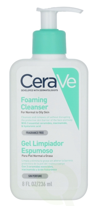 Cerave Foaming Cleanser w/Pump 236 ml For Normal To Oily Skin i gruppen HELSE OG SKJØNNHET / Hudpleie / Ansikt / Rengjøring hos TP E-commerce Nordic AB (C49619)