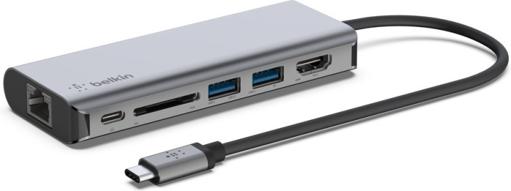 Belkin USB-C 6 i 1 Gigabit Ethernet-adapter med flere porter i gruppen Datautstyr / Bærbare datamaskiner og tilbehør / Dokkingstasjoner hos TP E-commerce Nordic AB (C57702)