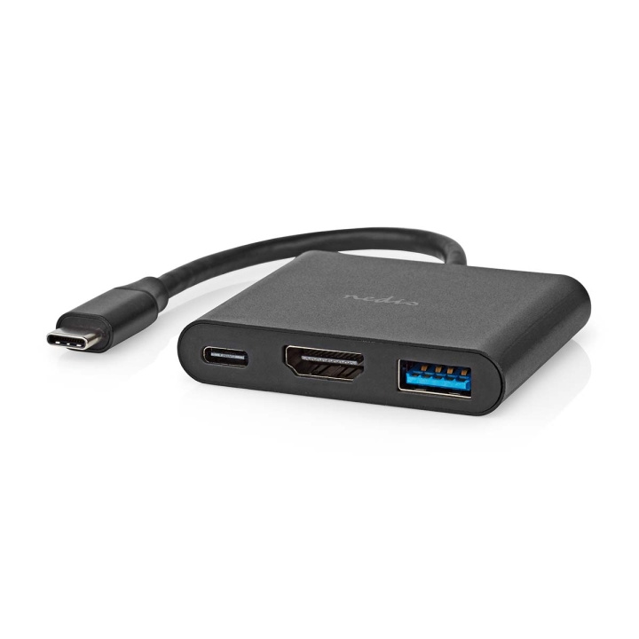 Nedis USB Multi-Port Adapter | USB 3.2 Gen 1 | USB-C™ Hann | HDMI™ Output / USB-A Hun / USB-C™ Hunn | 5 Gbps | 0.10 m | Rund | Nikkel belagt | PVC | Sort | Boks i gruppen Datautstyr / Bærbare datamaskiner og tilbehør / Dokkingstasjoner hos TP E-commerce Nordic AB (C57849)