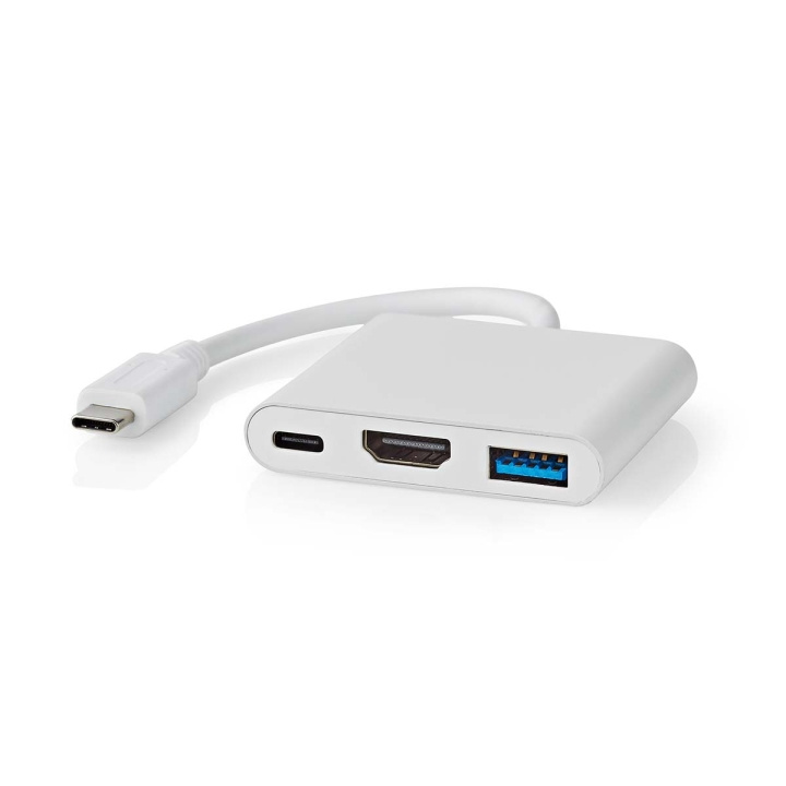 Nedis USB Multi-Port Adapter | USB 3.2 Gen 1 | USB-C™ Hann | HDMI™ Output / USB-A Hun / USB-C™ Hunn | 5 Gbps | 0.10 m | Rund | Nikkel belagt | PVC | Hvit | Boks i gruppen Datautstyr / Bærbare datamaskiner og tilbehør / Dokkingstasjoner hos TP E-commerce Nordic AB (C57850)