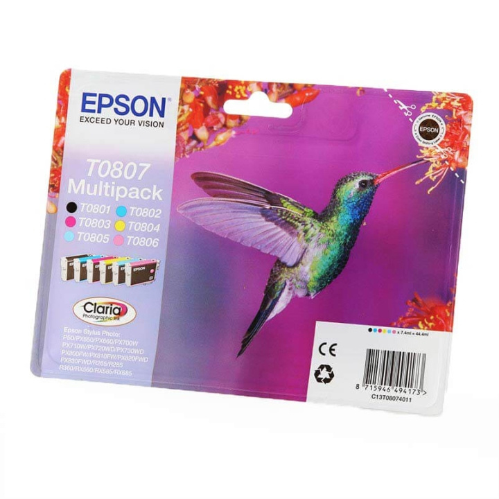 Epson Blekk C13T08074011 T0807 Multipack bk/c/m/y/lc/lm, Kolibri i gruppen Datautstyr / Skrivere og tilbehør / Blekk og toner / Blekkpatroner / Epson hos TP E-commerce Nordic AB (C58651)