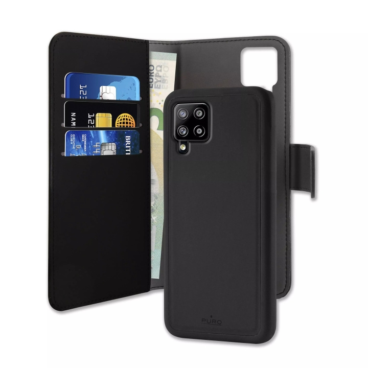 Puro Samsung Galaxy A42 5G EcoLeather Wallet Detach black i gruppen SMARTTELEFON & NETTBRETT / Mobilbeskyttelse / Samsung hos TP E-commerce Nordic AB (C59233)