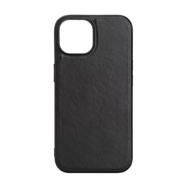 Essentials iPhone 15 Leather Mag back cover, TPU frame, magnet, black i gruppen SMARTTELEFON & NETTBRETT / Mobilbeskyttelse / Apple / iPhone 15 hos TP E-commerce Nordic AB (C59565)