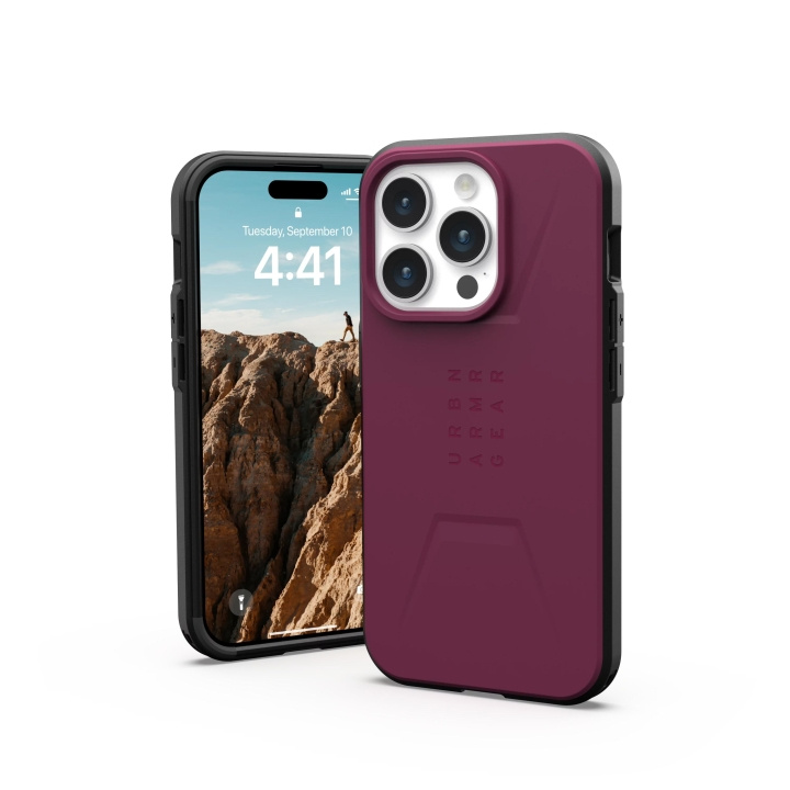 Urban Armor Gear iPhone 15 Pro Civilian Magsafe - Bordeaux i gruppen SMARTTELEFON & NETTBRETT / Mobilbeskyttelse / Apple / iPhone 15 hos TP E-commerce Nordic AB (C59815)