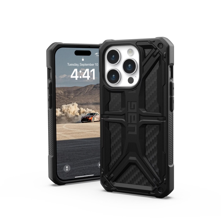 Urban Armor Gear iPhone 15 Pro Monarch - Carbon Fiber i gruppen SMARTTELEFON & NETTBRETT / Mobilbeskyttelse / Apple / iPhone 15 hos TP E-commerce Nordic AB (C59825)